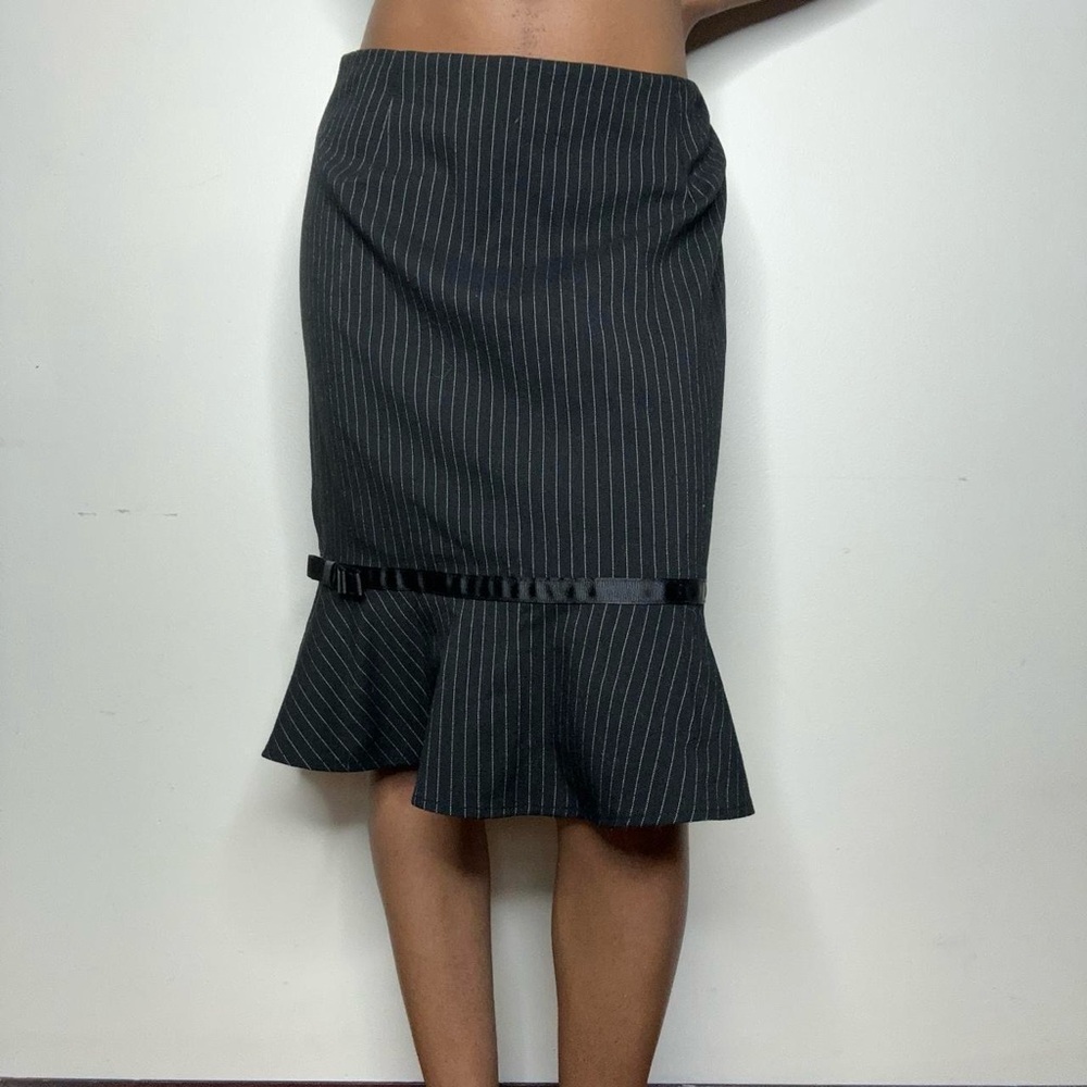 Vintage Black Pinstripe Midi Skirt